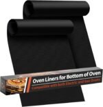 Oven Liners for Bottom of Oven - 2 Pack Large Heavy Duty Oven Mats, 17"x 25" Reusable Matt Liner for Electric, Gas, Toaster Ovens & Grills, BPA & PFOA Free, Kitchen Essentials, Black - Image 2