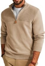 PJ PAUL JONES Men's Quarter Zip Sweater Slim Fit Casual Pullover Sweater Mock Neck Polo Sweaters - Image 2