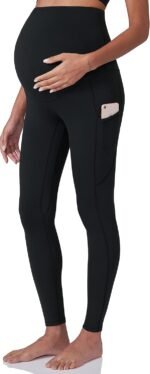 POSHDIVAH Women's Maternity Workout Leggings Over The Belly Pregnancy Yoga Pants with Pockets Soft Activewear Work Pants - Image 2