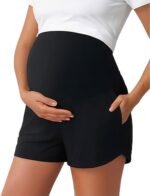 Peauty Maternity Shorts Over The Belly with Pockets, Pregnancy Lounge Shorts, Before, During After Pregnancy - Image 2