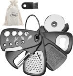 Pisol Kitchen Unique Gadgets Set 6 Pieces, Space Saving, Cheese Grater, Bottle Opener, Fruit Vegetable Peeler, Pizza Cutter, Garlic Ginger Grinder, Herb Stripper Gift Set - Image 2