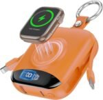 Portable Charger, 10000mAh 22.5W Fast Charging Power Bank with Built-in Cables, Travel Essentials Battery Pack with LED Display for iPhone, Portable iWatch Charger for 11/10/9/8/7/6/5/SE/Ultra Orange - Image 2