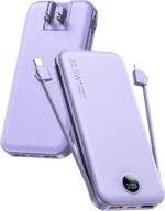 Portable Charger, 12000mAh 22.5W USB C Fast Charging Power Bank with Built-in Cables and AC Wall Plug, Smart LED Display Travel Essentials Battery Pack Compatible with iPhone, iPad, Samsung etc Purple - Image 2