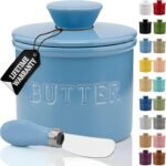 PriorityChef Butter Crock with Lid with Water Line, Ceramic French Butter Dish to Leave On Counter, Light Blue - Image 2