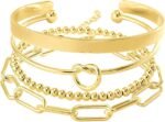 Reoxvo Gold Plated Bangle Cuff Bracelets for Women Non Tarnish Gold Bracelet Stack Jewelry Set for Women Trendy - Image 2