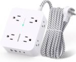 Surge Protector Power Strip - HANYCONY 8 Outlets 4 USB (2 USB C) Charging Ports, Multi Plug Outlet Extender, 5Ft Braided Extension Cord, Flat Plug Wall Mount Desk Charging Station for Home Office ETL - Image 2