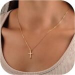 Turandoss Easter Basket Stuffer Cross Necklace for Women Girls, Dainty 14K Gold Plated Cross Necklace Infinity CZ Holy Mary Medal Necklaces for Women Christian Baptism Religious Faith Jewelry Gifts - Image 2