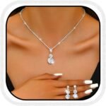 Unicra Silver Necklace Earrings Sets Rhinestone Bridal Wedding Jewelry Set Formal Prom Costume Jewelry Sets for Women and Brides - Image 2
