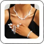 Unicra Silver Rhinestone Bridal Wedding Jewelry Set Crystal Necklace Earrings Sets Formal Costume Jewelry for Women and Brides - Image 2