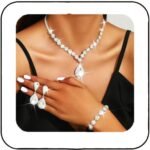 Unicra Silver Wedding Jewelry Set Rhinestone Necklace Earrings Bracelet Sets Prom Formal Costume Jewelry for Women and Brides - Image 2