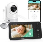 Video Baby Monitor with Camera and Audio,5'' Screen,720P,No Wifi or Free App Mode,Pan-Tilt-Zoom,Lullabies,Feeding Remind,Night Vision,VOX/ECO,2-Way Talk,1500ft Long Range,Easy Setup,30H Battery - Image 2