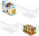 Vtopmart Clear Plastic Pantry Organizer Bins, 4 PCS Food Storage Bins with Handle for Refrigerator, Fridge, Cabinet, Kitchen, Countertops, Cupboard, Freezer Organization and Storage, BPA Free, Large - Image 2
