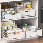 ZOINLIY Pull Out Cabinet Organizer, Pantry Slide Out Drawer Organizer with Adhesive Strips, Heavy Duty Under Sink Organizer, Storage and Organization for Kitchen, Bathroom, 15.7" D x 9.8" W x 4" H - Image 2
