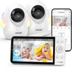 ieGeek 5.5’’ Split-Screen Baby Monitor,2.5K UHD Baby Monitor with 2 Cameras and Audio,Night Light,Prone Sleeping&Cry Detection,Two-Way Talk,Night Vision,2.4G&5Ghz WiFi App Control,4000mAh Battery - Image 2