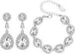 mecresh Flower Teardrop Earring and Bracelets Silver/Gold/Champagne Bridal Jewelry Sets for Women - Image 2