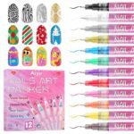 12 Color Nail Art Markers Set, Kalolary Nail Polish Pens Nail Point Graffiti Dotting Pen Drawing Painting Liner Brush for DIY Nail Art Beauty Adorn Manicure Tools - Image 2