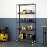 TRINITY 5-Tier Commercial Wire Shelving Rack With Baskets And Wheels, NSF Certified, 36" x 14" x 72", Black - Image 3