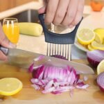 JAYVAR Onion Holder for Slicing, Onion Cutter Vegetable Chopper, Stainless Steel Tomato Slicer Vegetable Cutter for Potato, Avocados, Eggs, Food Slicer Assistant Tool for Fruit Lemon and Meat - Image 4
