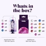 Hair Gem Pen for Girls – 240 Stick-On Hair Gems & Stamper Tool – Hair Jewels Kit for Kids, Festivals, School, Christmas, Parties, Weddings – Easy to Apply & Remove – Hair Accessories by Hally Hair - Image 3