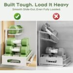 Under Sink Organizer, 2 Pack Cabinet Organizer for Kitchen, Height Adjustable Pull Out Heavy Duty 2 Tier Metal Under Sink Storage for Bathroom Pantry (White, 2 Pack) - Image 4