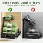 Under Sink Organizer, 2 Pack Cabinet Organizer for Kitchen, Height Adjustable Pull Out Heavy Duty 2 Tier Metal Under Sink Storage for Bathroom Pantry (Black, 2 Pack) - Image 5