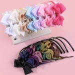 XIMA 16Piece Headband with Bow for Toddlers Teens, 16 Colors Grosgrain Ribbon Bows Hair Bands for Girls,Kids Children and Women, Cute Hairbands for Daily School Hair Accessories - Image 3