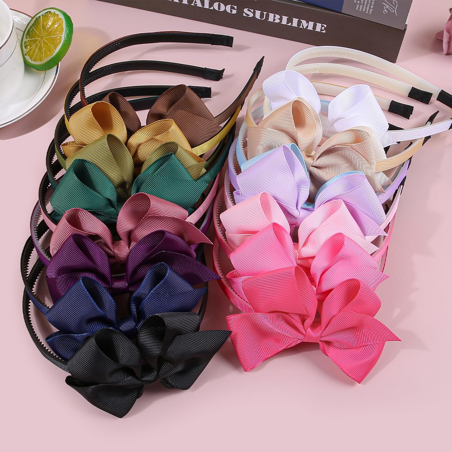 XIMA 16Piece Headband with Bow for Toddlers Teens, 16 Colors Grosgrain Ribbon Bows Hair Bands for Girls,Kids Children and Women, Cute Hairbands for Daily School Hair Accessories - Image 6