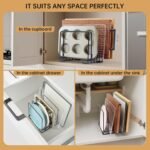 Cutting Board Organizer,Kitchen Cabinet Organizer,Divided Rack with 5 Slots for Baking Trays,Space-Saving Kitchen Storage for Cutting Boards, Cookie Sheet, Thin Pans and Baking Sheets Holder (1pcs) - Image 5