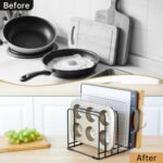 Cutting Board Organizer,Kitchen Cabinet Organizer,Divided Rack with 5 Slots for Baking Trays,Space-Saving Kitchen Storage for Cutting Boards, Cookie Sheet, Thin Pans and Baking Sheets Holder (1pcs) - Image 7