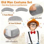 Old Man Costume Accessories for Kid,100 Days of School Grandpa Mad Scientist Wig Set Crazy Physicist Cosplay - Image 4