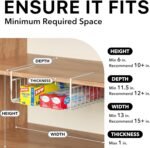 Simple Houseware Under Shelf Basket, White – 2-Pack Space-Saving Storage Organizer for Kitchen, Pantry, Closet, Office – Wire Metal Shelf Organizer, No Tools Required - Image 4