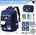 Fimibuke Kids Backpack for School Boys, 30PCS Space Toddler School Supplies Stationery Set with Bookbag Pencil Case Pins Gel Pens Pencils Notebooks Easter Gifts for Kindergarten Elementary Student - Image 3