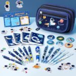 Fimibuke Kids Backpack for School Boys, 30PCS Space Toddler School Supplies Stationery Set with Bookbag Pencil Case Pins Gel Pens Pencils Notebooks Easter Gifts for Kindergarten Elementary Student - Image 4