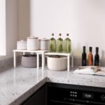 VERTORGAN Cabinet Organizer Shelf(Set of 2),Kitchen Counter Shelves,Bamboo Spice Rack Countertop and Cabinet,Stackable Expandable,Medium,(White) - Image 4