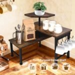 Kitchen Countertop Organizer, 3 Tier Moveable Corner Shelf Kitchen Shelf with Hook, Countertop Organizer for Bathroom, Spice Rack, Bookshelf, Coffee Area, Dresser Table (Brown) - Image 3