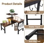 Kitchen Countertop Organizer, 3 Tier Moveable Corner Shelf Kitchen Shelf with Hook, Countertop Organizer for Bathroom, Spice Rack, Bookshelf, Coffee Area, Dresser Table (Brown) - Image 4