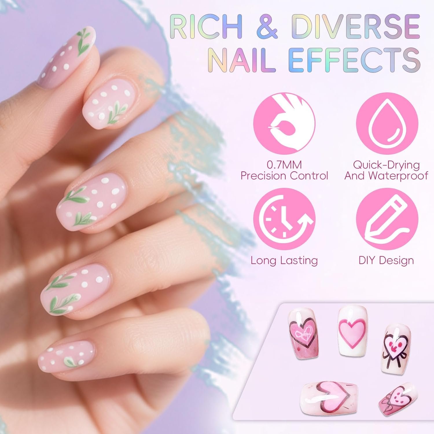 0.7mm Nail Art Pens Set 12 Colors Nail Art Markers for DIY Painting Nails, Drawing, Dotting & Liner Designs, Nail Pens for Adults & Teens Nail Art, Home Salon Beauty Manicure Tools, 2026 New - Image 4