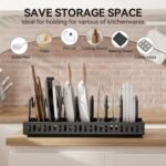 AmoiChic 2 Pack Pull Out Cabinet Organizer for Pots and Pans, Black Storage Rack with 8 Adjustable Dividers, Kitchen Cabinet Organizer for Pot Lids, Bakeware, Dishes Storage - Image 4