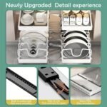 AmoiChic 2 Pack Pull Out Cabinet Organizer for Pots and Pans, Black Storage Rack with 8 Adjustable Dividers, Kitchen Cabinet Organizer for Pot Lids, Bakeware, Dishes Storage - Image 5