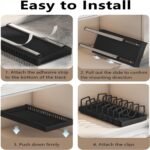 AmoiChic 2 Pack Pull Out Cabinet Organizer for Pots and Pans, Black Storage Rack with 8 Adjustable Dividers, Kitchen Cabinet Organizer for Pot Lids, Bakeware, Dishes Storage - Image 6