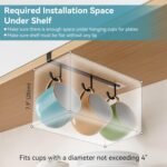 ECROCY Coffee Mug Holder Under Cabinet, 3pcs Coffee Cup Holder Only Fits Flat Shelf Without Any Lip, Clip-On Mug Hooks No Drilling Free Damage - Image 4