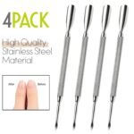 Cuticle Pusher Tools - Professional Nail Cuticle Pusher Cuticle Remover Cuticle Trimmer Spoon Shaped Nail Cleaner Dual Sided Metal Stainless Steel Manicure Pedicure for Women 4 Pack Set Krisp Beauty - Image 5