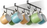 ECROCY Coffee Mug Holder Under Cabinet, 3pcs Coffee Cup Holder Only Fits Flat Shelf Without Any Lip, Clip-On Mug Hooks No Drilling Free Damage - Image 2