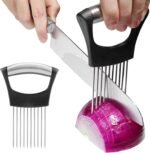 JAYVAR Onion Holder for Slicing, Onion Cutter Vegetable Chopper, Stainless Steel Tomato Slicer Vegetable Cutter for Potato, Avocados, Eggs, Food Slicer Assistant Tool for Fruit Lemon and Meat - Image 2