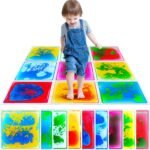 Sensory Floor Tiles: Liquid Play Mats Sensory Pads for Kids Toddlers, 9PCS Autism Sensory Toys, 12"x12" Lava Tiles for Dancing Learning, Special Education Classroom Must Haves, Gross Motor Development - Image 2