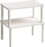 VERTORGAN Cabinet Organizer Shelf(Set of 2),Kitchen Counter Shelves,Bamboo Spice Rack Countertop and Cabinet,Stackable Expandable,Medium,(White) - Image 2