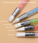SQULIGT Resin Nail Art Palette with 5Pcs Nail Art Sculpture Pen Dual Tipped Silicone Nail Tools, Nail Art Acrylic Pen Silicone Brushes for Resin, Nail Art Tools for Design Nail Foil Carving Drawing - Image 3