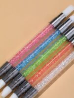 SQULIGT Resin Nail Art Palette with 5Pcs Nail Art Sculpture Pen Dual Tipped Silicone Nail Tools, Nail Art Acrylic Pen Silicone Brushes for Resin, Nail Art Tools for Design Nail Foil Carving Drawing - Image 4