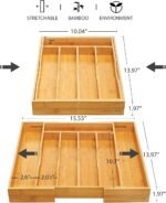 Expandable Bamboo Kitchen Drawer Organizer for Cutlery and Utensils, Adjustable Bamboo Wood Cutlery Tray in Drawer for Flatware and Silverware in Kitchen, (Natural) - Image 3
