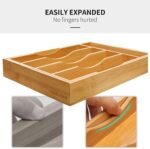 Expandable Bamboo Kitchen Drawer Organizer for Cutlery and Utensils, Adjustable Bamboo Wood Cutlery Tray in Drawer for Flatware and Silverware in Kitchen, (Natural) - Image 6